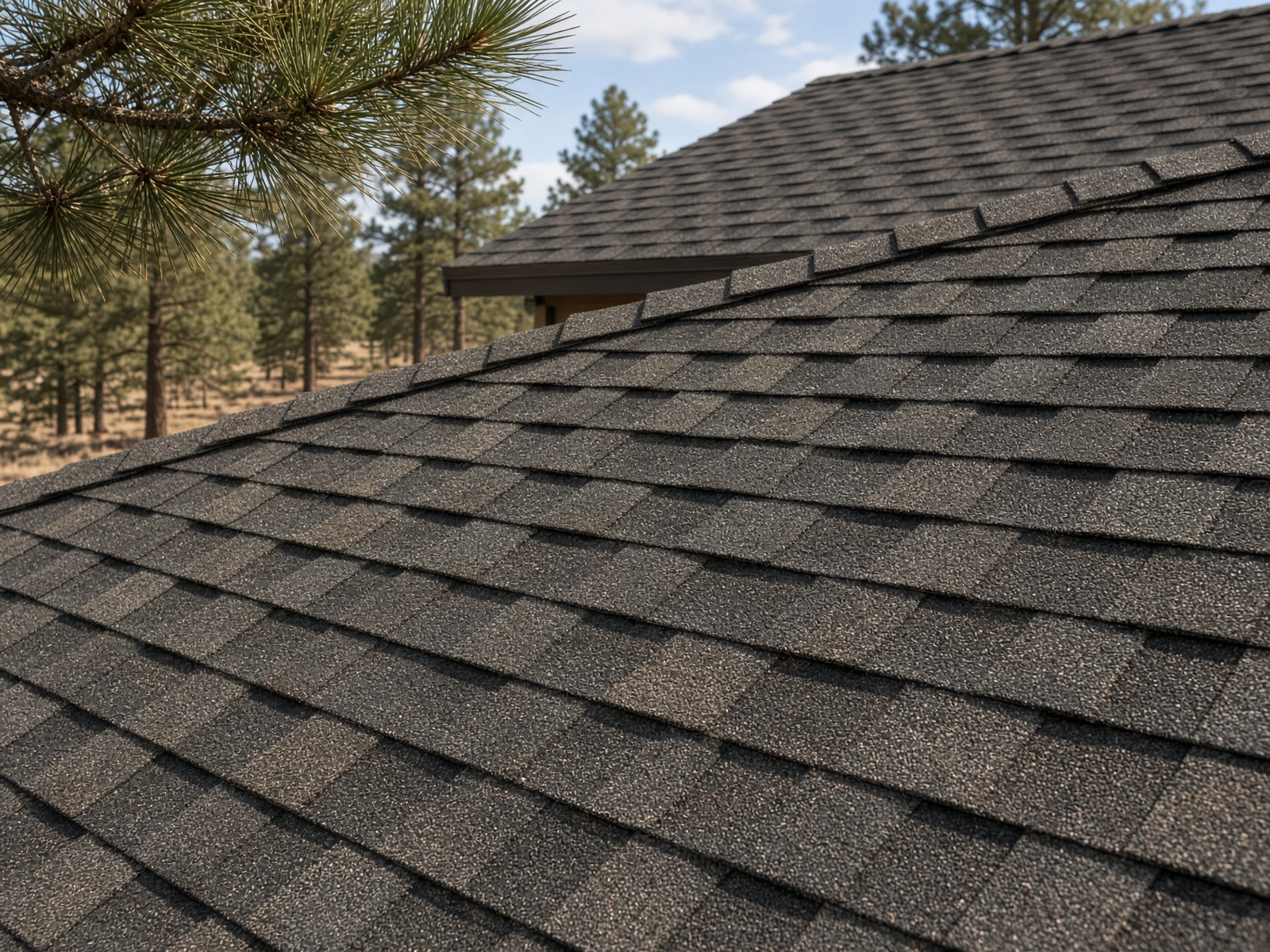 Close-up of architectural asphalt shingles